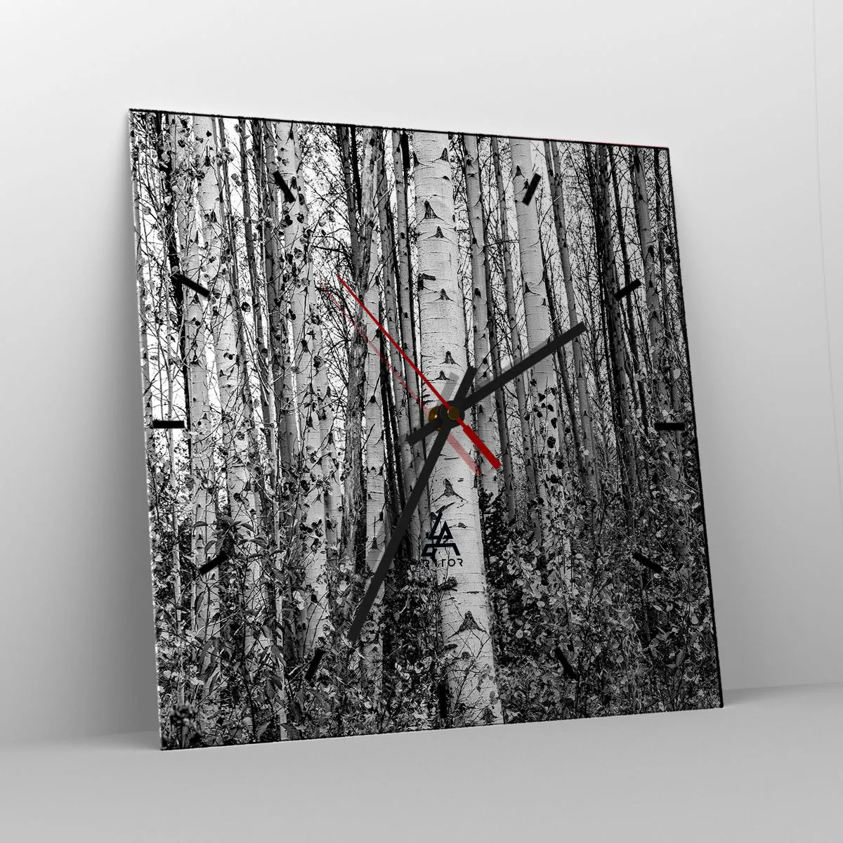 Reloj de pared - Reloj de vidrio - Columnas de abedules - 40x40 cm