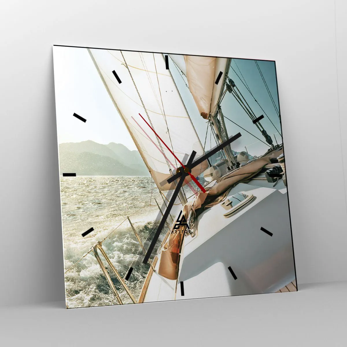 Wanduhr - Glasuhr - Unter vollen Segeln - 40x40 cm