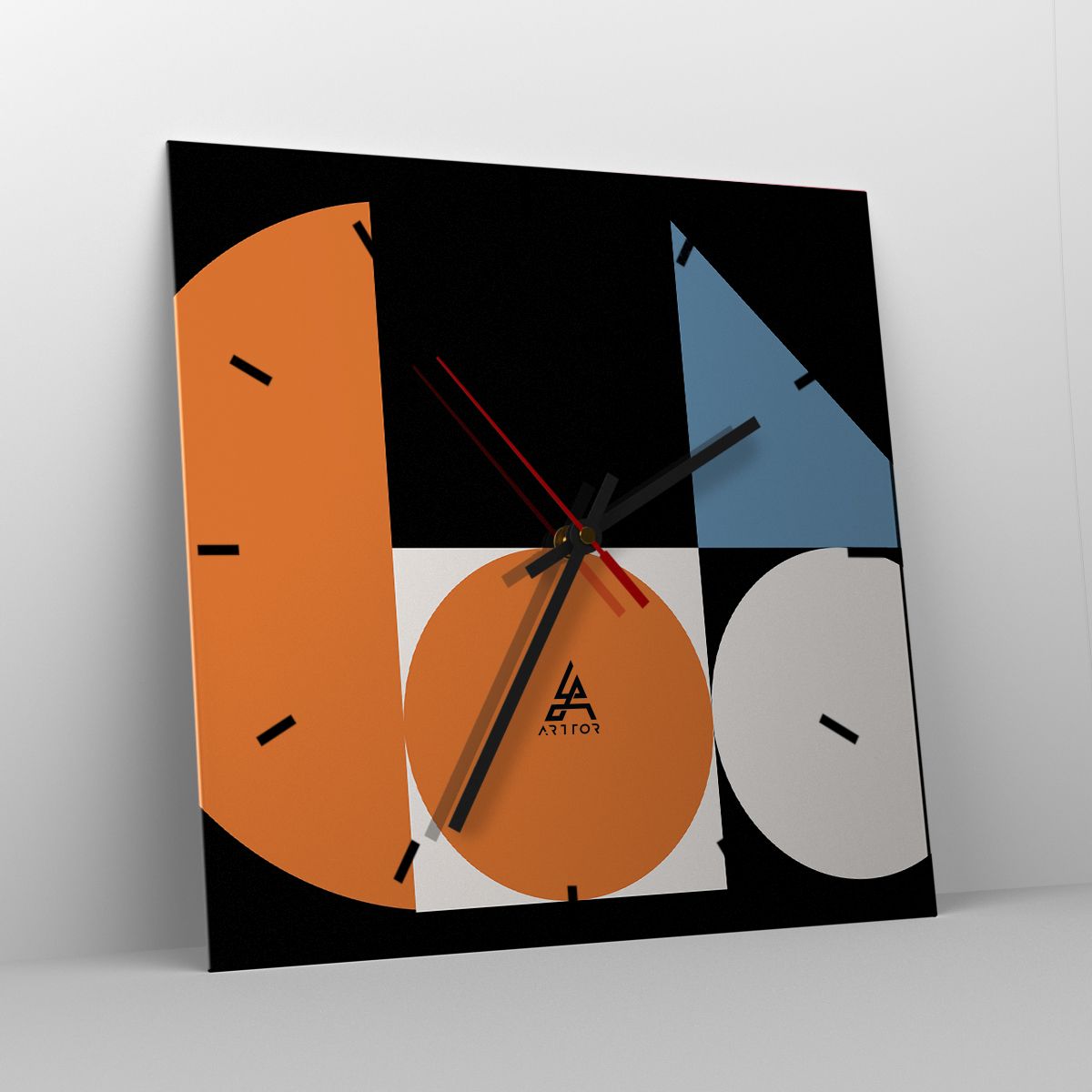 Orologio da parete Arttor - Composizione di figure - Quadrante con trattini,  Forma: Quadrato - 40x40 cm - Astrazione, Grafica, Motivo Geometrico
