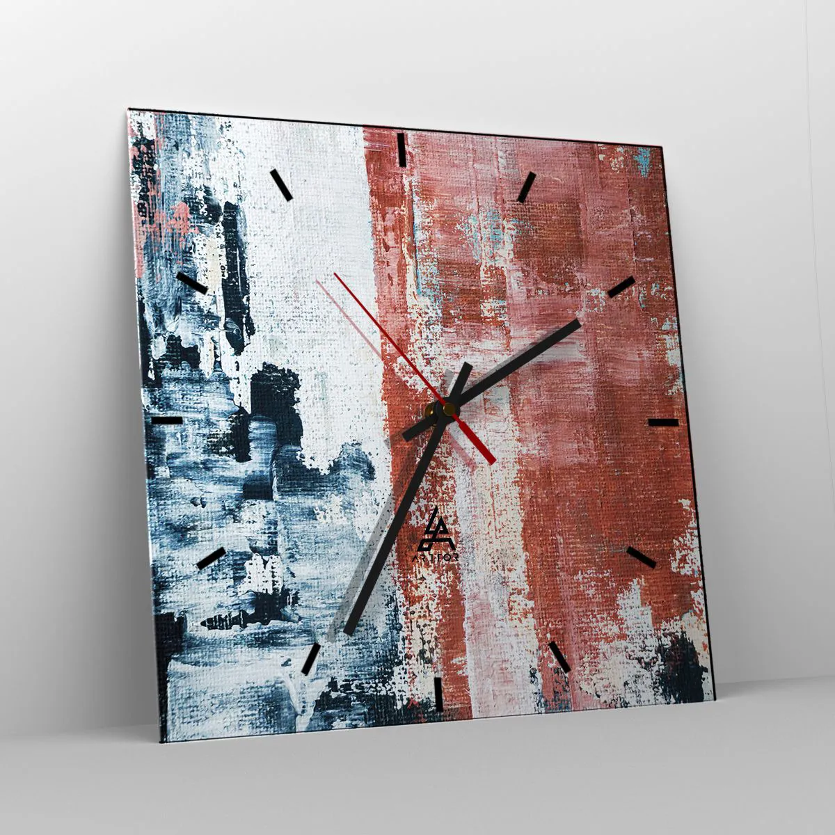 Wanduhr - Glasuhr - Fünfzig-Fünfzig abstrakt - 40x40 cm
