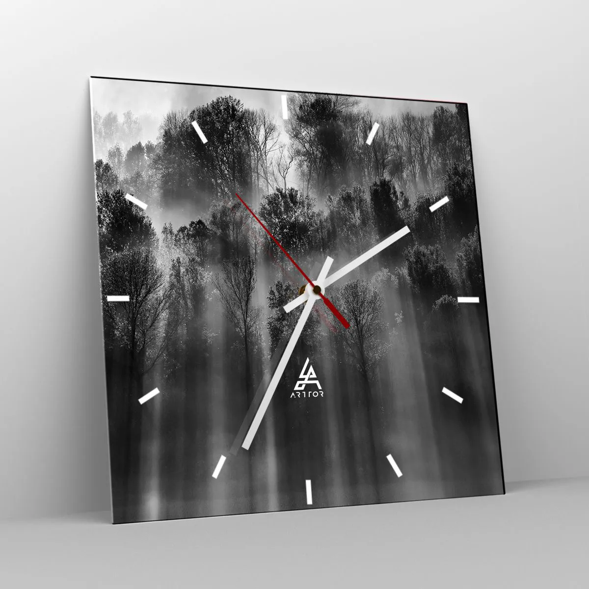 Wanduhr - Glasuhr - In Lichtstrahlen - 40x40 cm