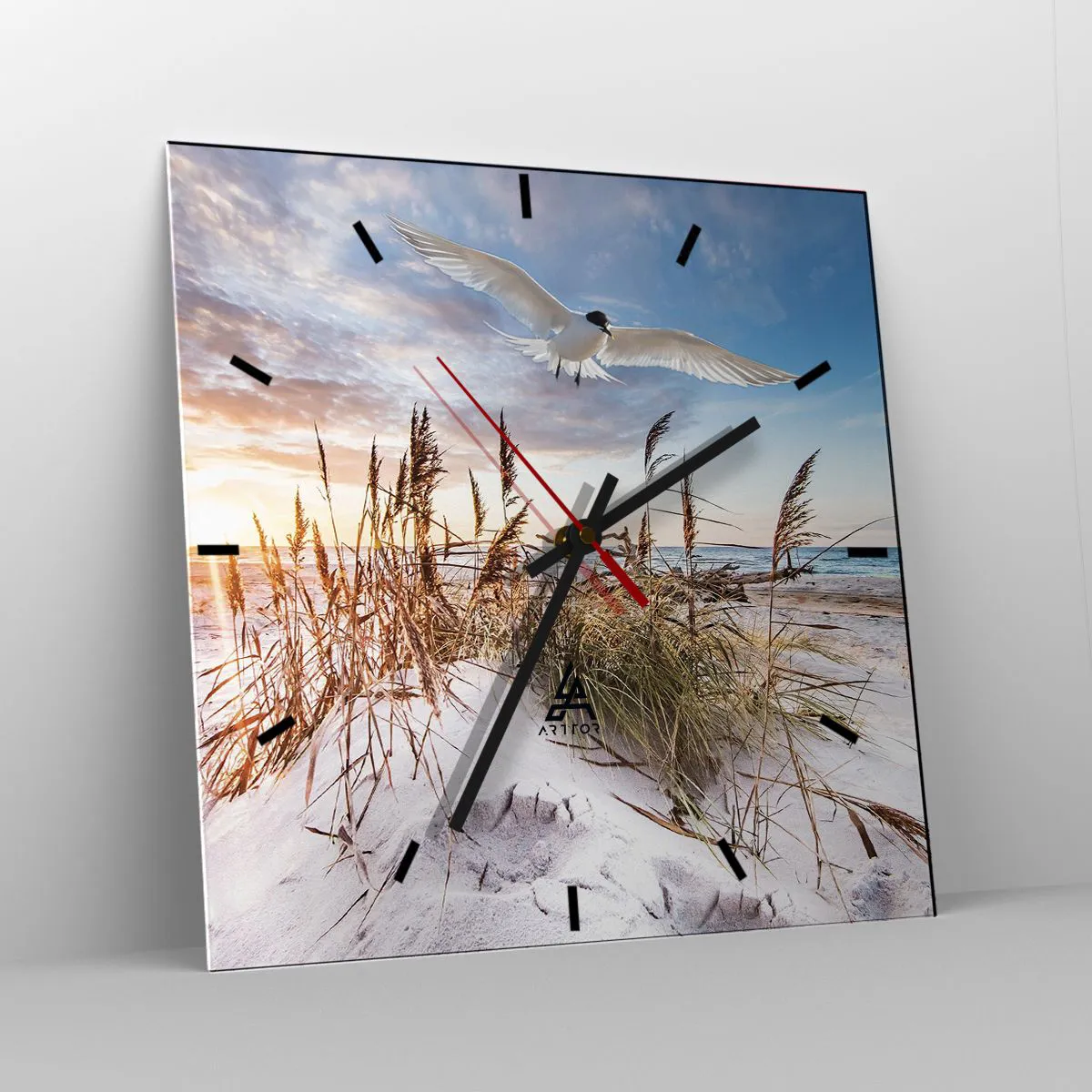 Relógio de parede - Relógio em vidro - Vento do mar - 40x40 cm