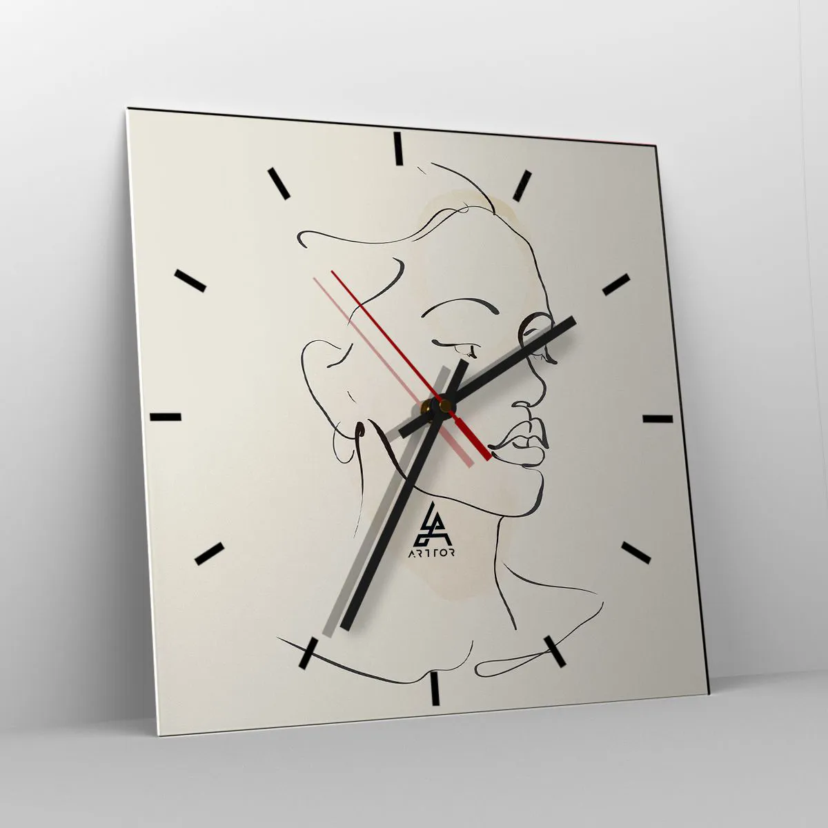 Ceas de perete - Ceas pe sticlă - Cu o linie sigură - 40x40 cm