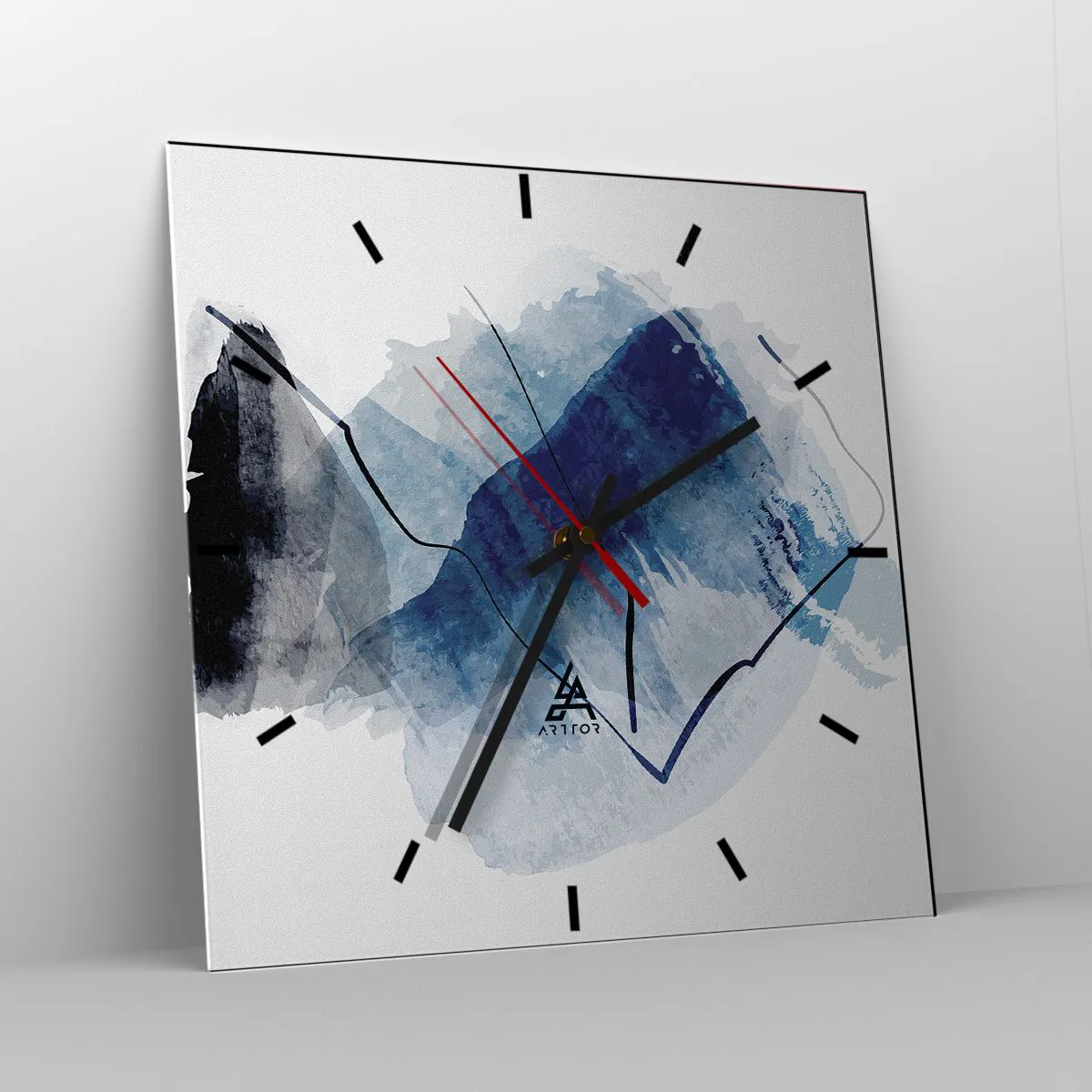 Wall clock - Clock on glass - Ice Mountain - 40x40 cm