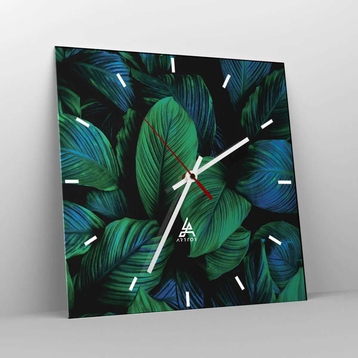 Ceas de perete - Ceas pe sticlă - Traficul verde - 40x40 cm