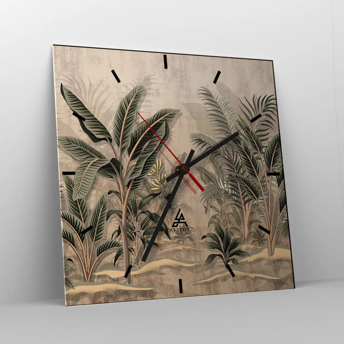 Nástenné hodiny - Rytina v koloniálnom štýle - 40x40 cm