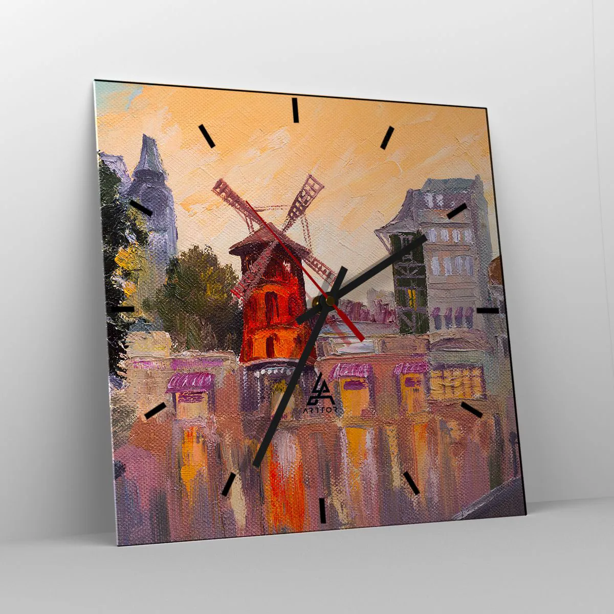 Wanduhr - Glasuhr - Pariser Ikonen – Moulin Rouge - 40x40 cm