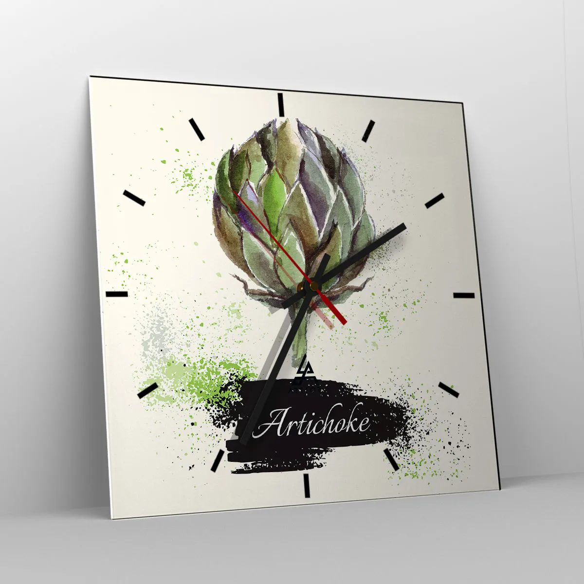Väggklocka - Klocka på glas - Eviva grönsaker! - 40x40 cm