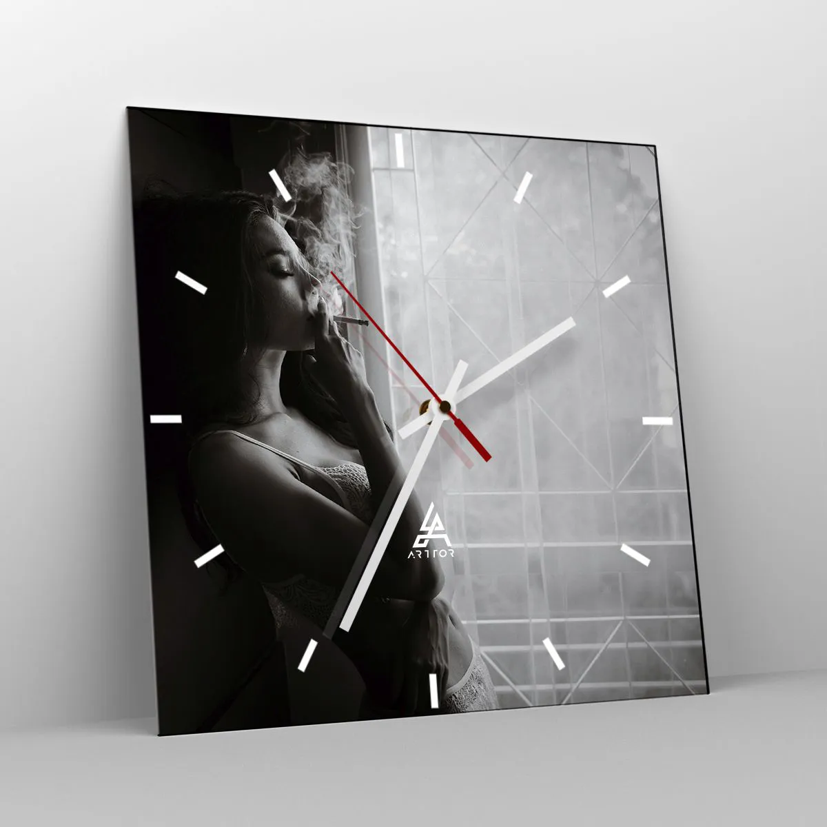 Wanduhr - Glasuhr - Sinnlicher Moment - 40x40 cm