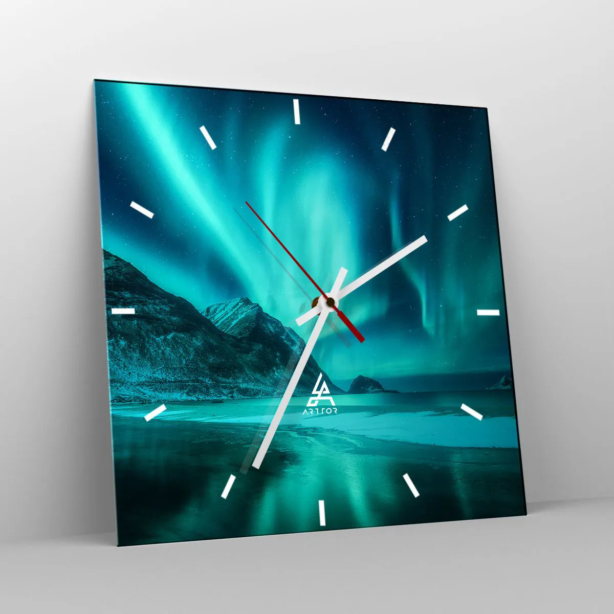 Wanduhr - Glasuhr - Wunder des Nordens - 40x40 cm