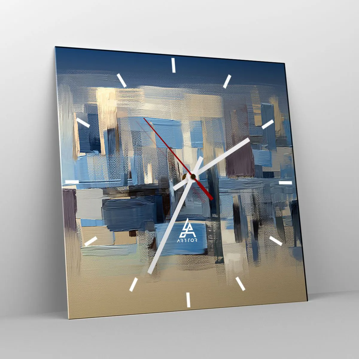 Wanduhr - Glasuhr - Blaue Konstruktion - 40x40 cm