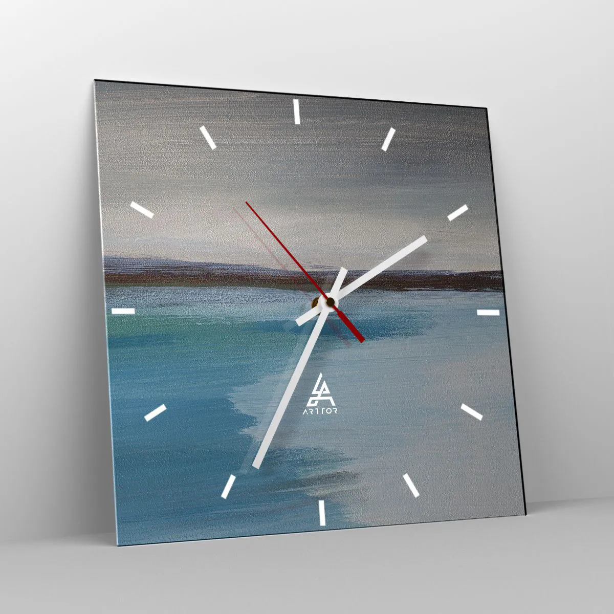 Reloj de pared - Reloj de vidrio - Paisaje horizontal - 40x40 cm