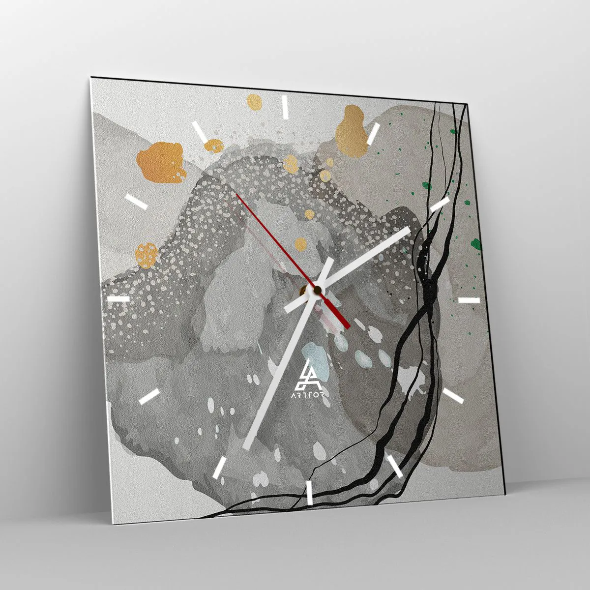 Ceas de perete - Ceas pe sticlă - Compoziție organică - 40x40 cm
