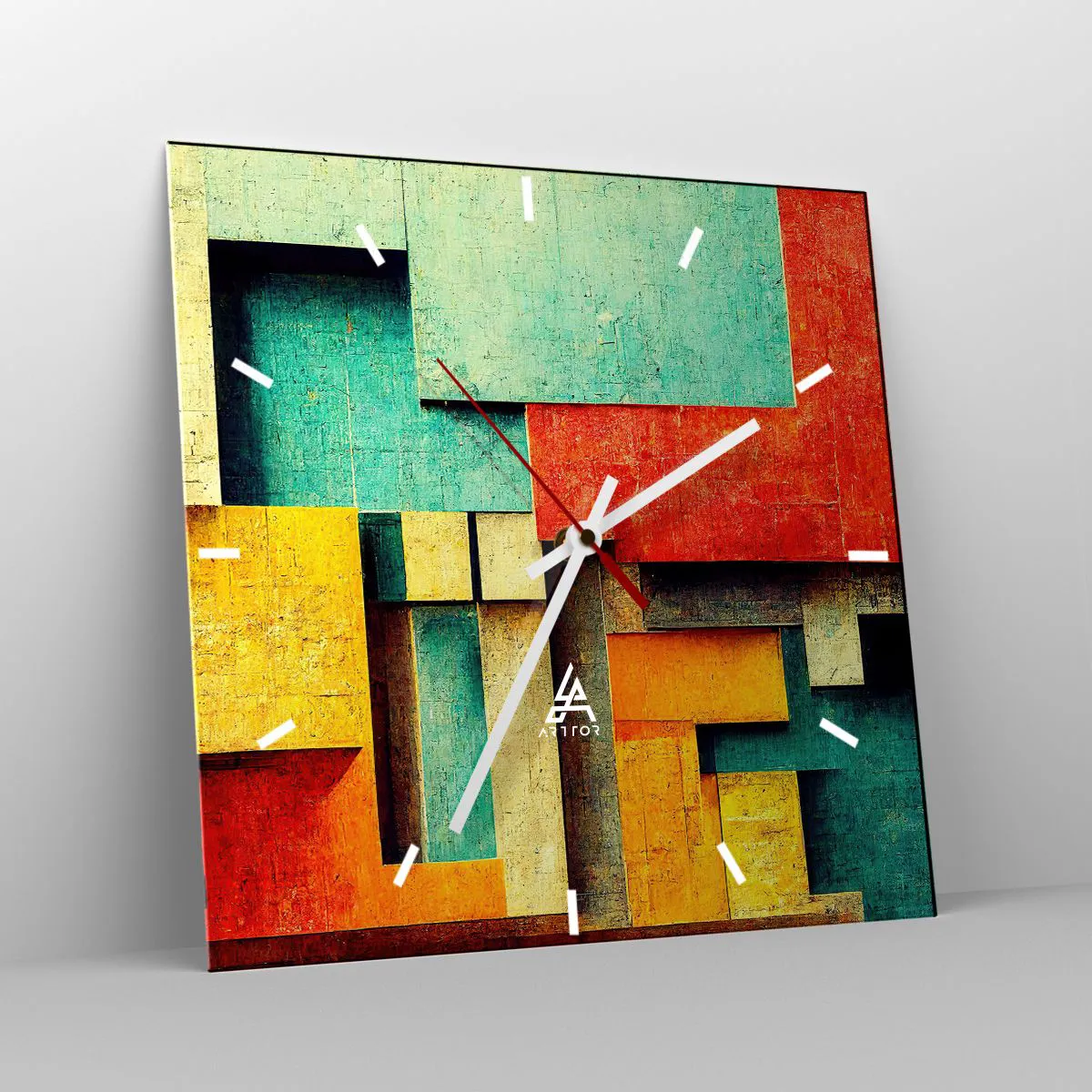 Reloj de pared - Reloj de vidrio - Festival de ángulos rectos - 40x40 cm