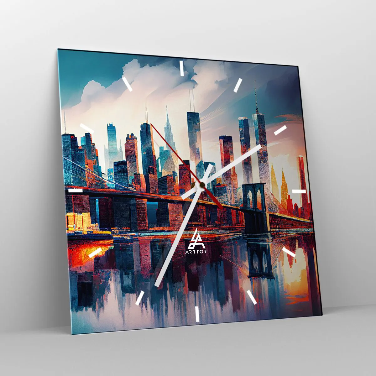 Reloj de pared - Reloj de vidrio - Nueva York siempre luce - 40x40 cm