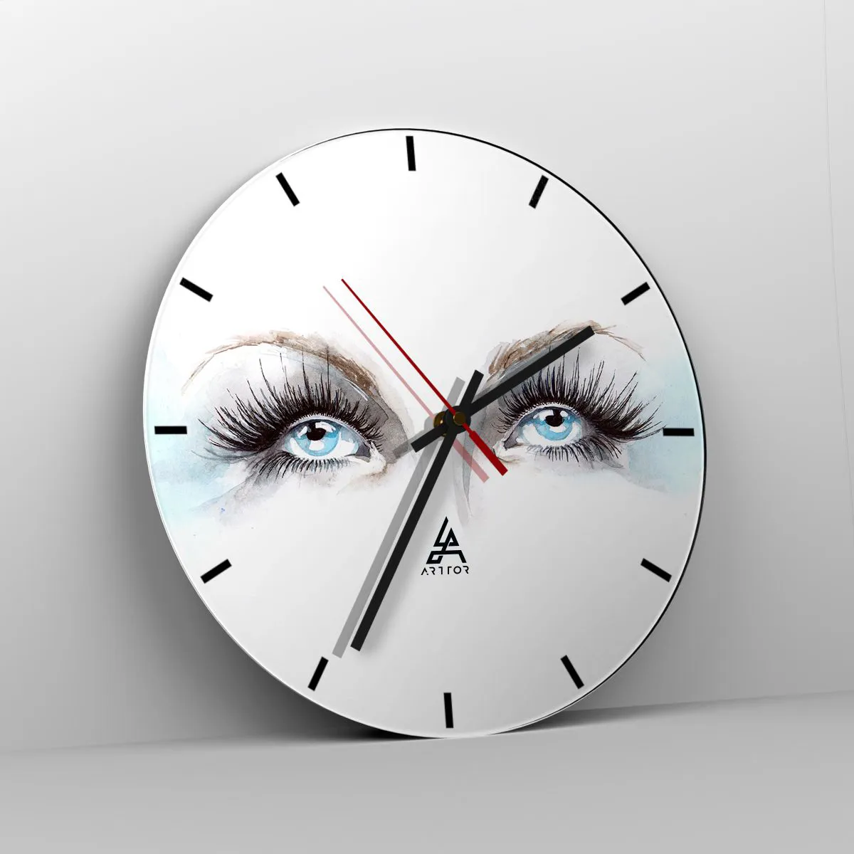 Horloge murale - Pendule murale - Yeux bleus avec de longs cils dans un style aquarelle artistique - 30x30cm - Yeux d'ange? - Décoration murale moderne pour le salon, la cuisine et la chambre ARTTOR