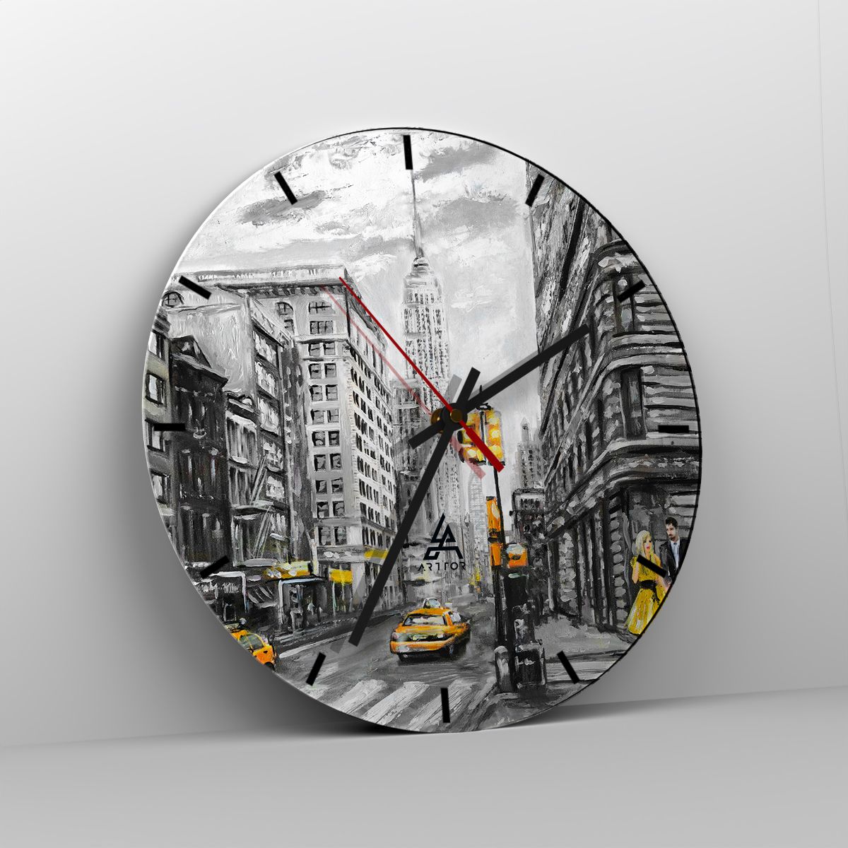 Orologio da parete Arttor - Racconto di New York - Quadrante con trattini,  Forma: Cerchio - 30x30 cm - Città, New York, Architettura