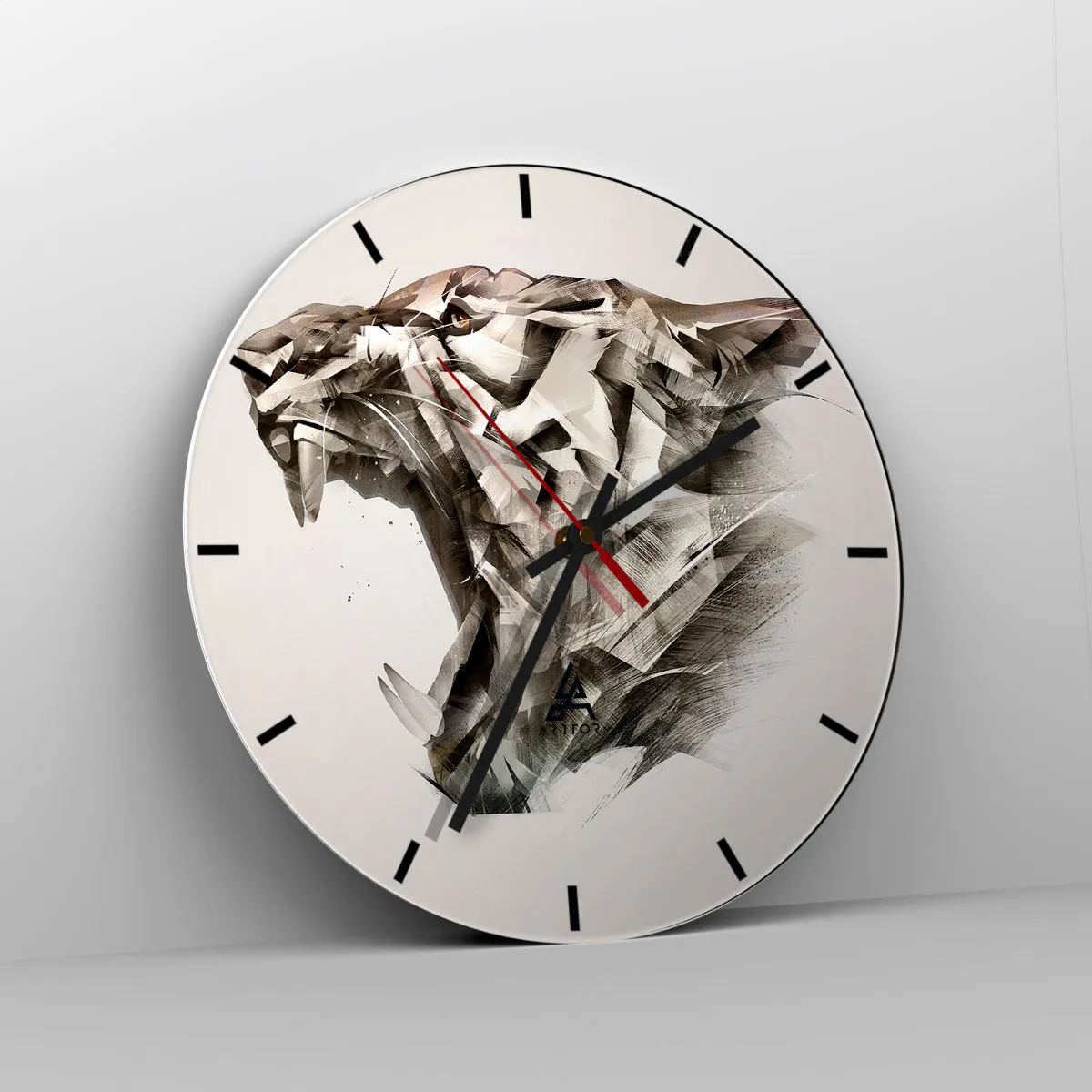 Väggklocka - Klocka på glas - Ett konstnärligt porträtt av ett djur i dynamisk form - 30x30cm - Nu vet du vem som styr - Modern väggdekoration för vardagsrum, kök och sovrum ARTTOR