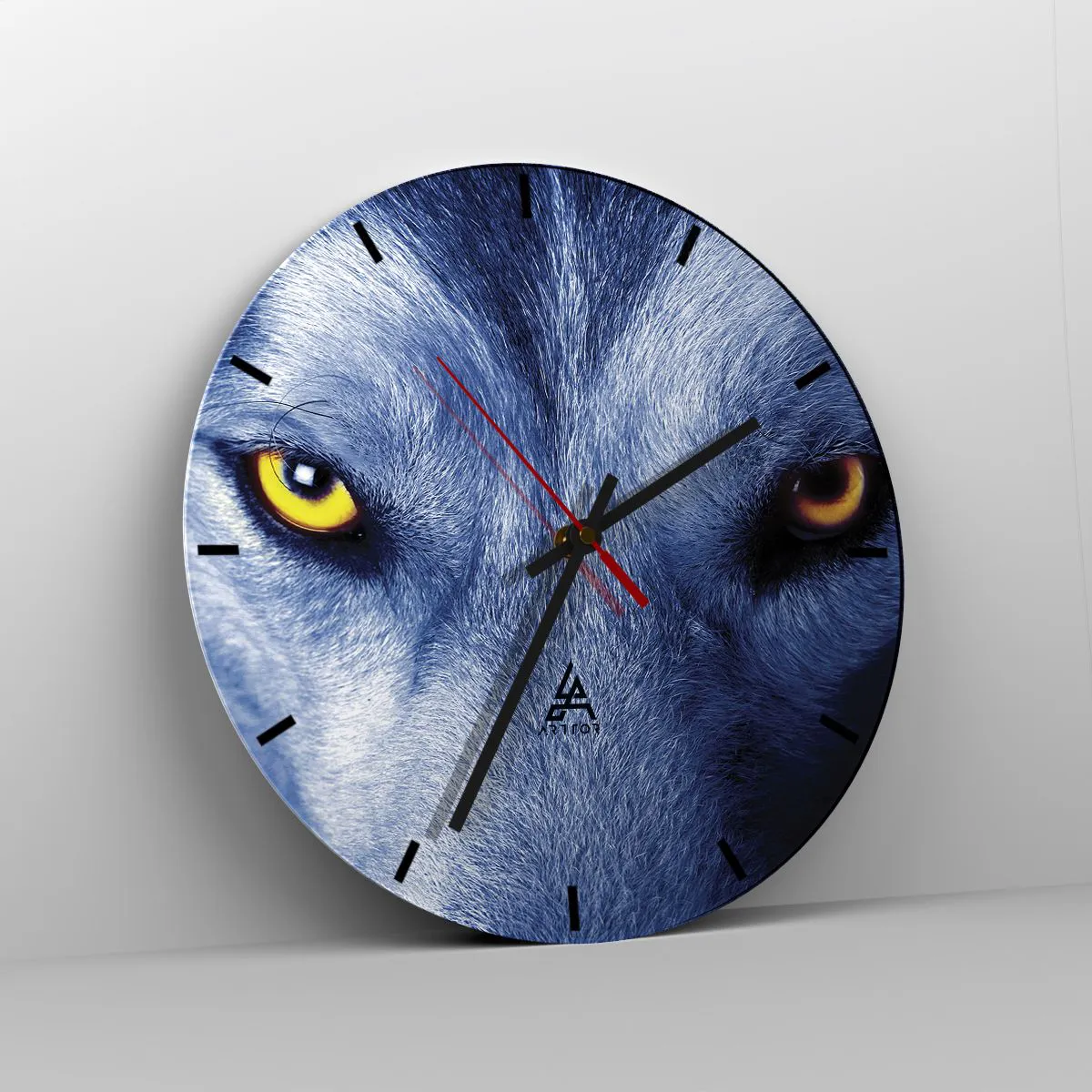 Vægur, Uret - Ulveøjne i kølige farver - 30x30cm - Et hypnotiserende udseende - Moderne vægdekoration til stue, køkken og soveværelse ARTTOR
