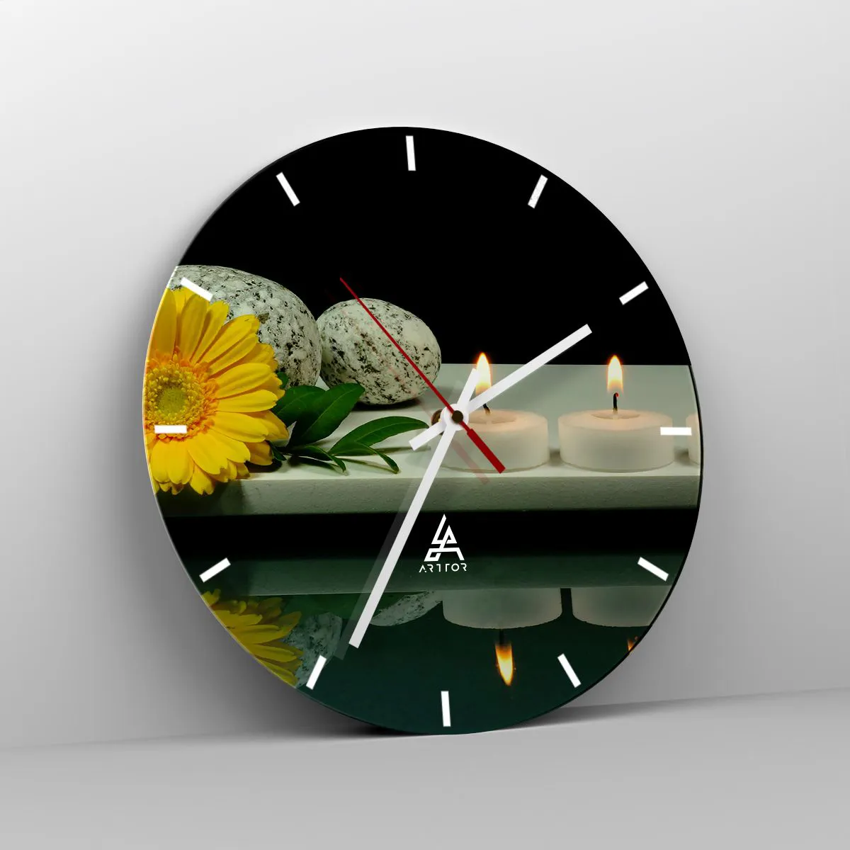 Ceas de perete - Ceas pe sticlă - Calmarea simțurilor - 40x40 cm