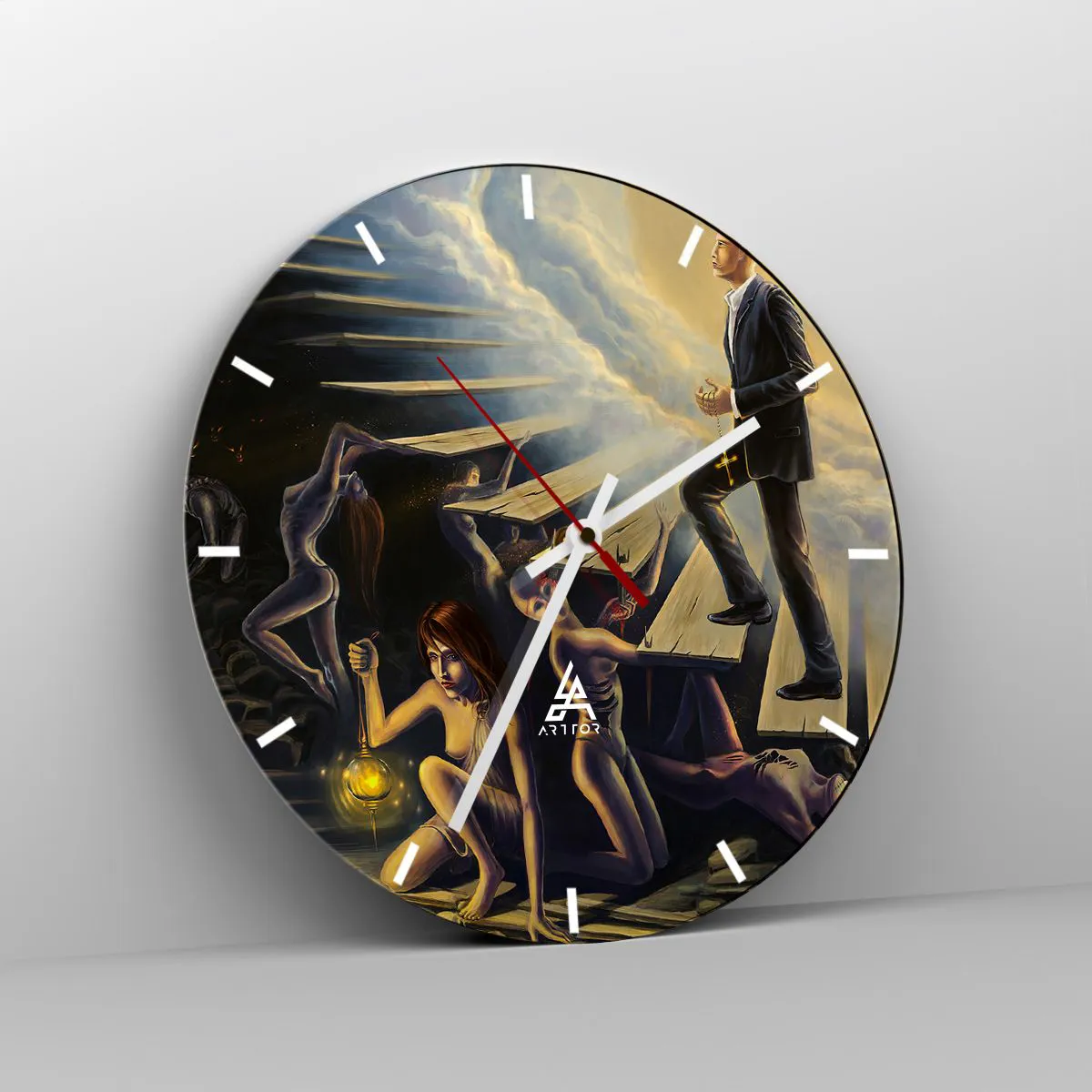 Horloge murale - Pendule murale - Voyage dantesque vers la lumière - 40x40 cm