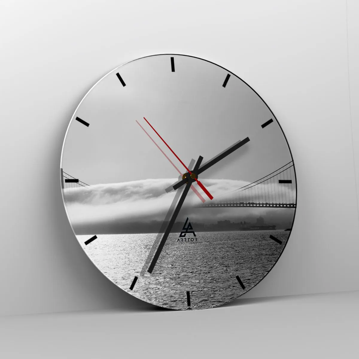 Wanduhr - Glasuhr - Segeln durch das Goldene Tor - 40x40 cm