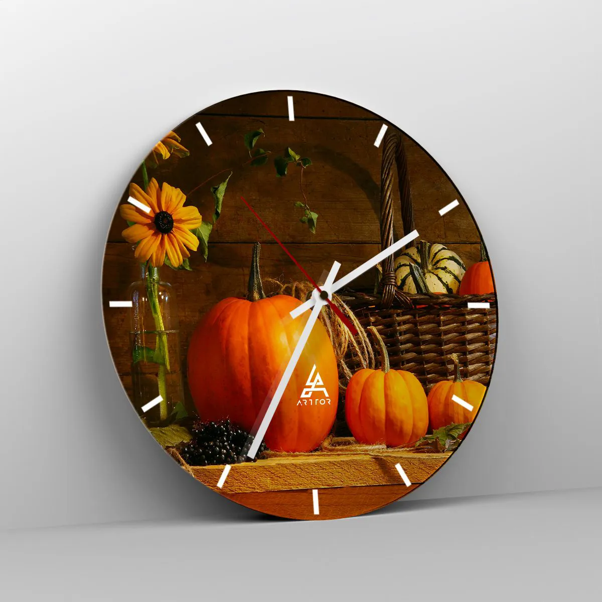 Wanduhr - Glasuhr - Eine rustikale Komposition - Geschenke des Herbstes - 40x40 cm