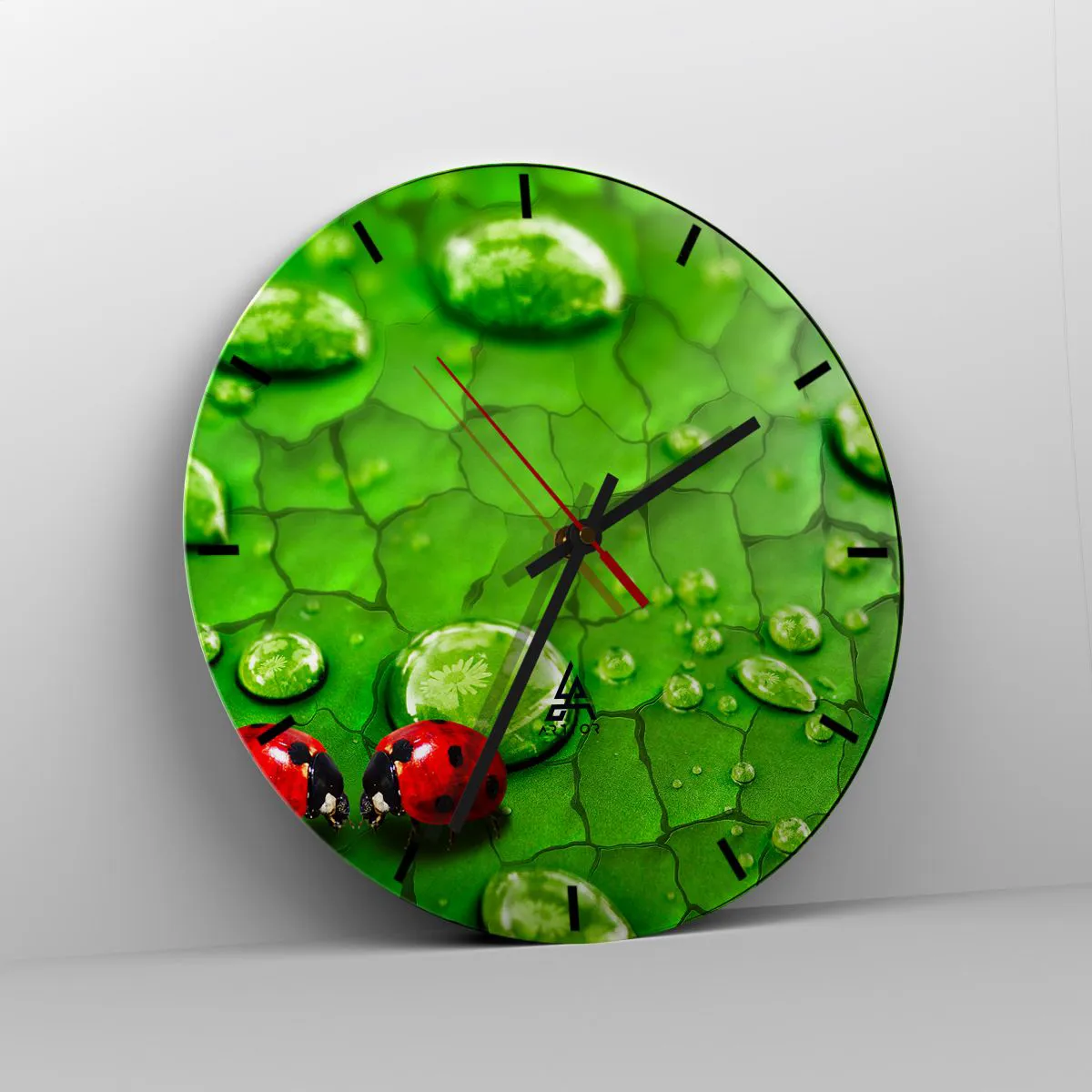 Relógio de parede - Relógio em vidro - Reunião em verde - 40x40 cm