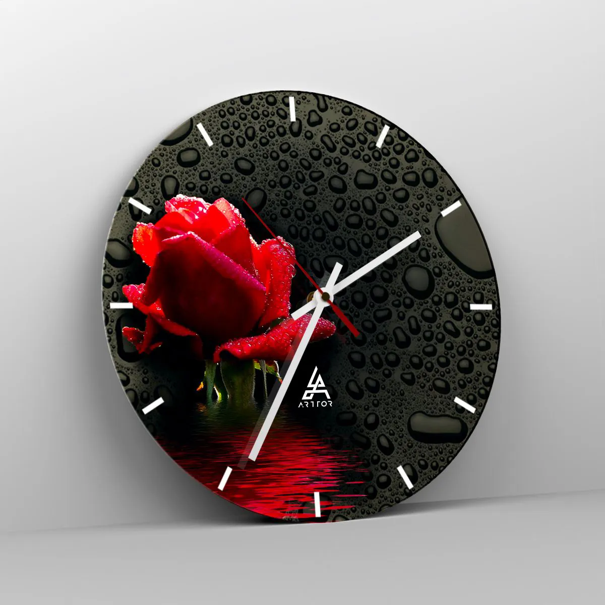Vægur, Uret - Rød og sort - 40x40 cm