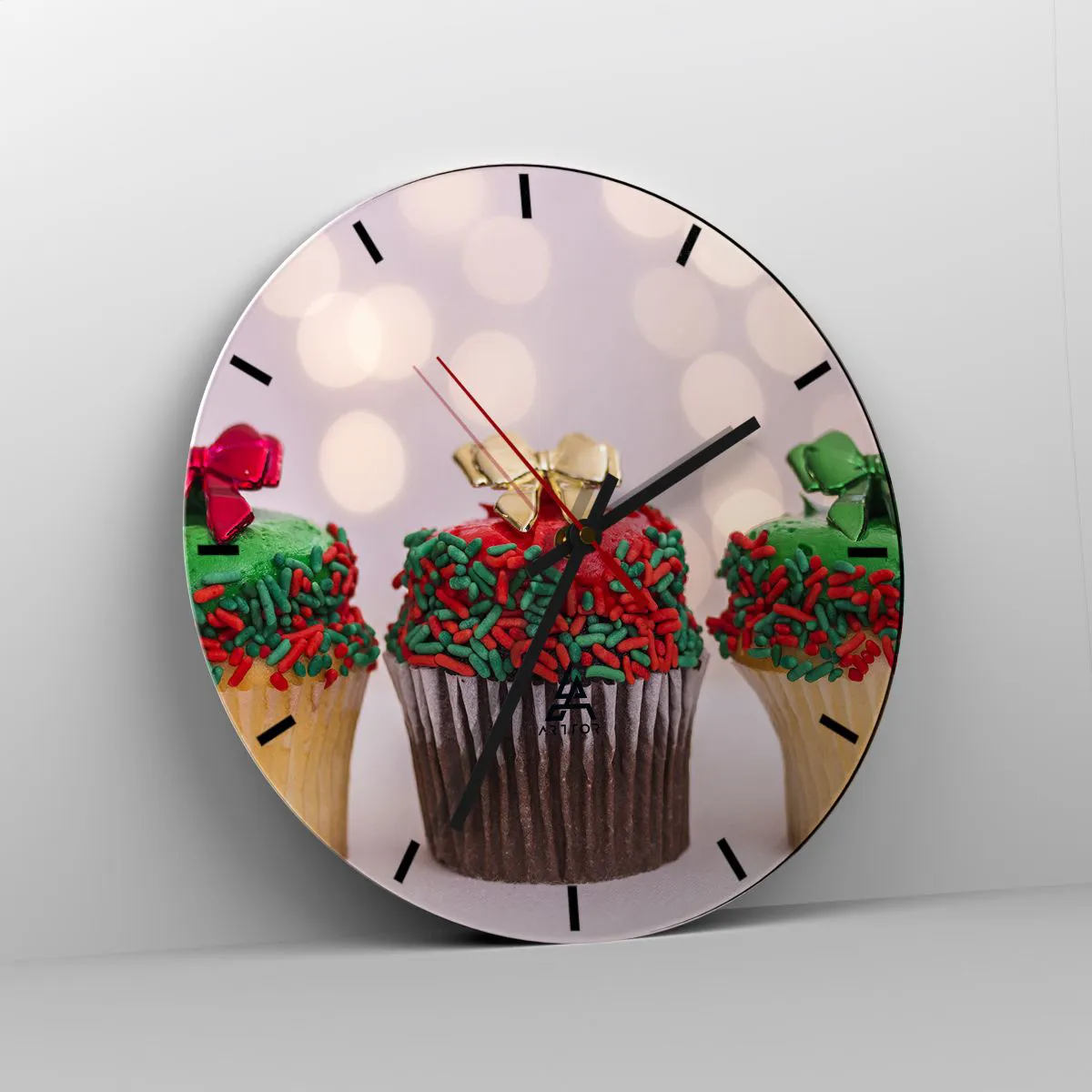 Wanduhr - Glasuhr - Süßigkeiten bis zu der Schleife - 40x40 cm