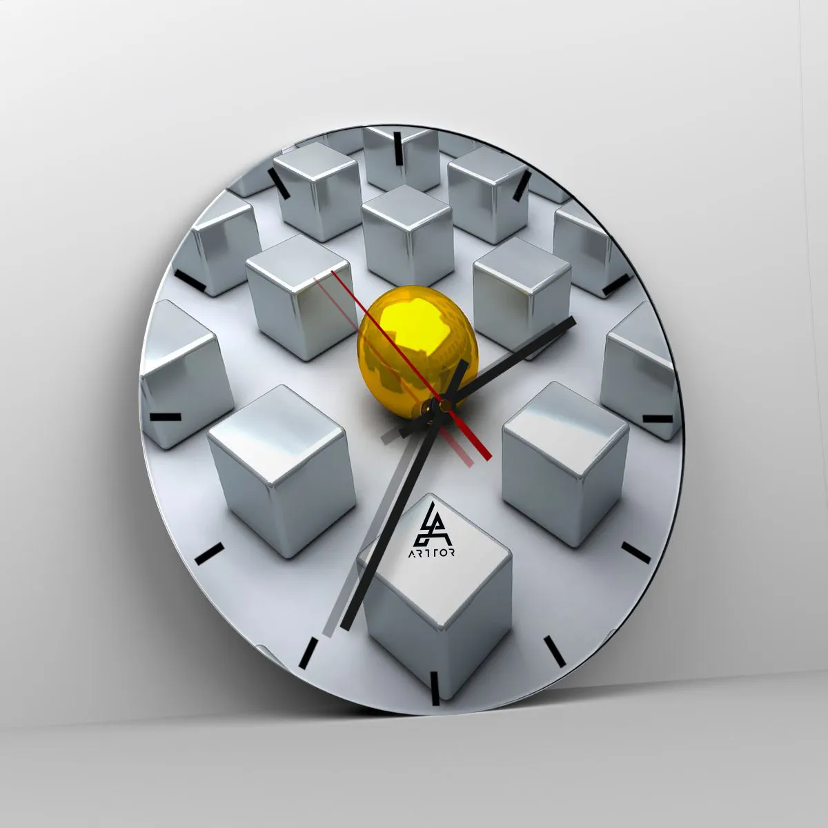 Väggklocka - Klocka på glas - Varför jag? Geometrisk komposition - 40x40 cm