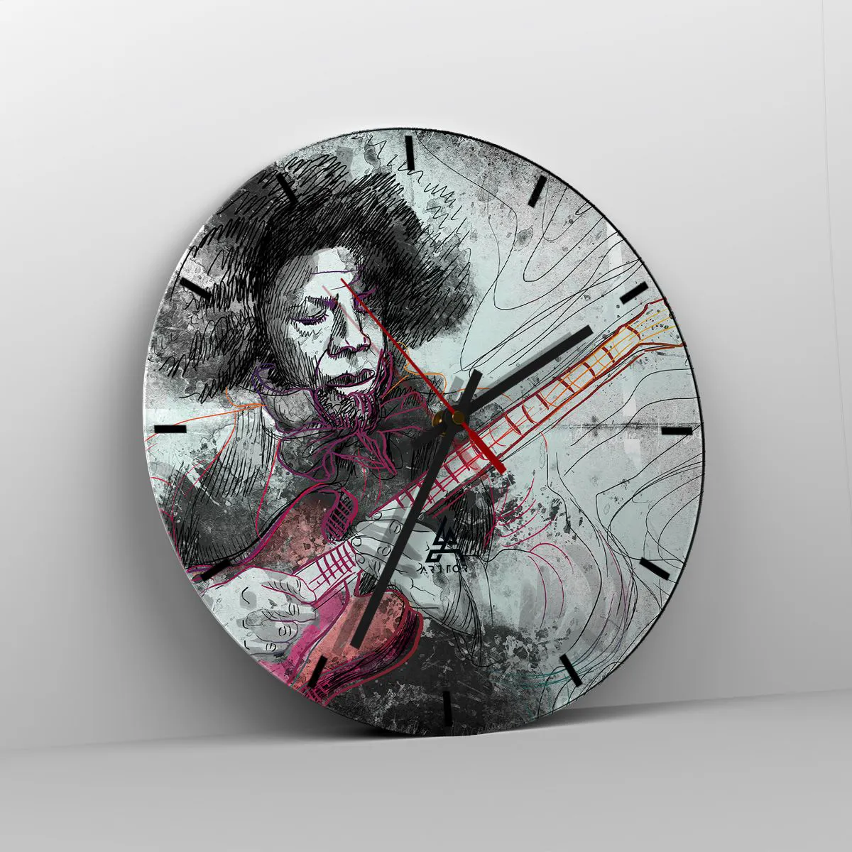 Ceas de perete - Ceas pe sticlă - Pe valurile muzicii - 40x40 cm