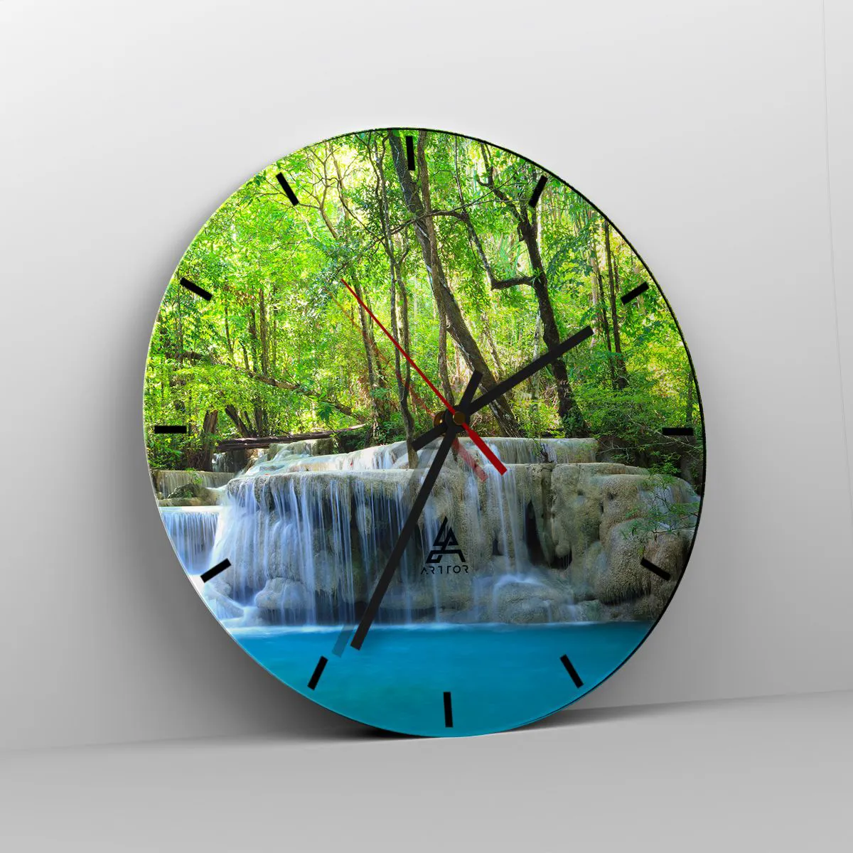 Wall clock - Clock on glass - Drowning in Turquoise and Green - 40x40 cm