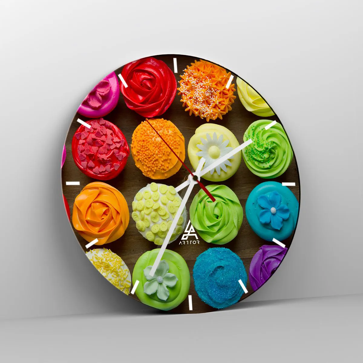 Ceas de perete - Ceas pe sticlă - Fiecare diferită - toate delicioase - 40x40 cm