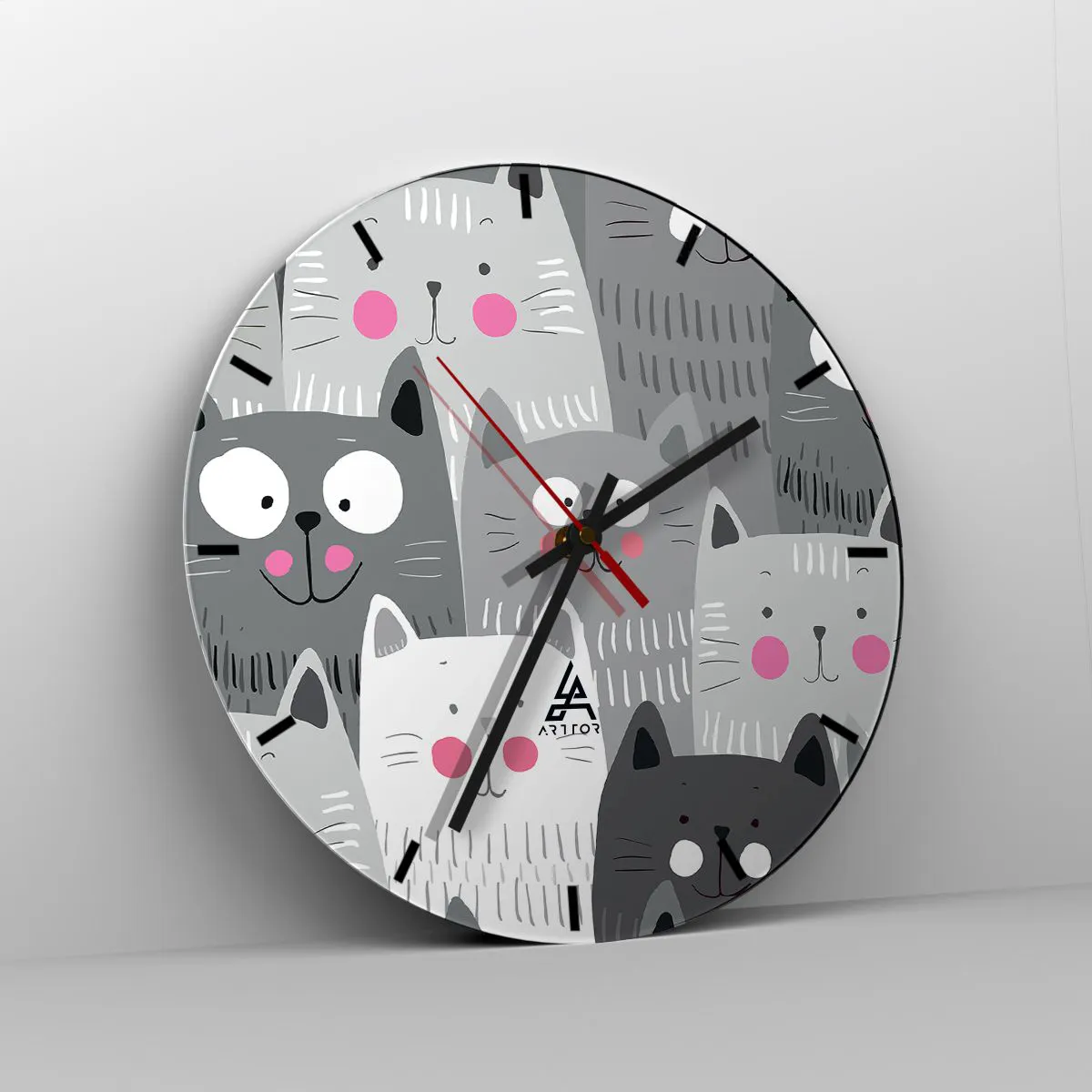 Nástěnné hodiny - Kočičí svět - 40x40 cm