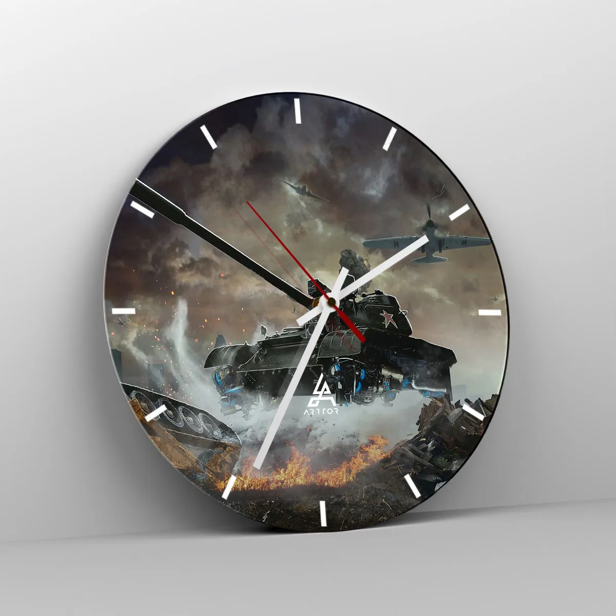 Väggklocka - Klocka på glas - Slaget är hemskt och vackert - 40x40 cm