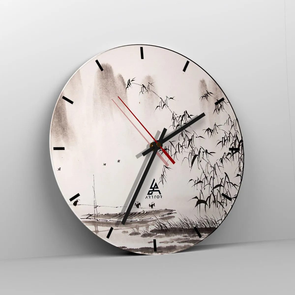 Ceas de perete - Ceas pe sticlă - Liniștea câmpurilor de orez - 40x40 cm