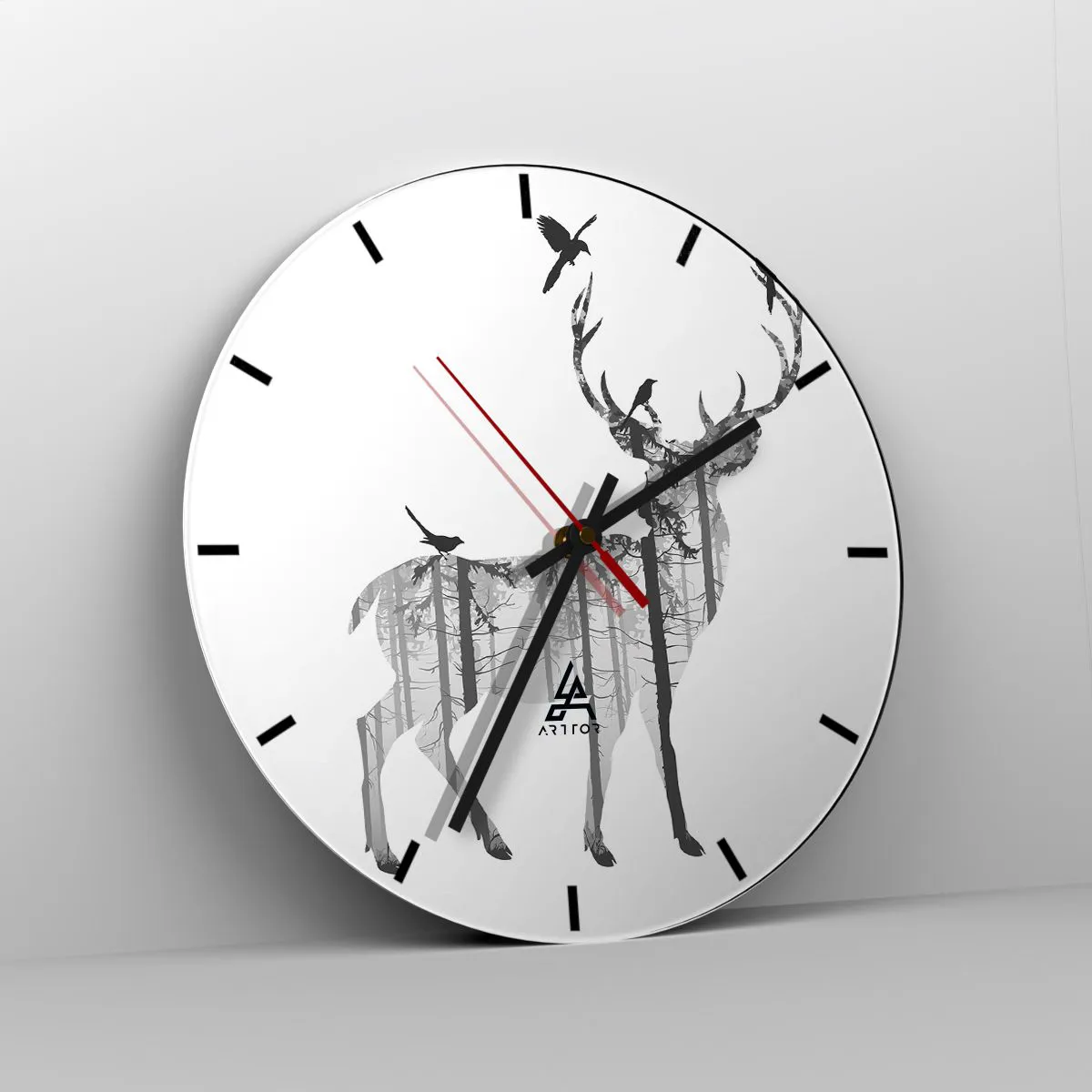 Wanduhr - Glasuhr - Guter Waldgeist - 40x40 cm