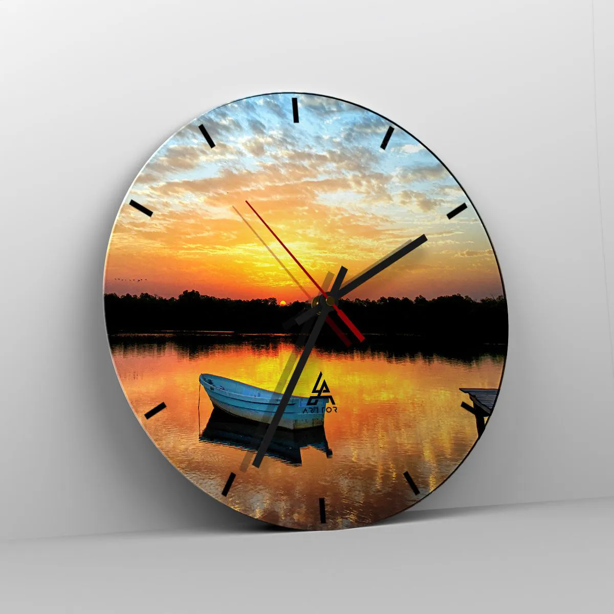 Ceas de perete - Ceas pe sticlă - Privește, ascultă, meditează - 40x40 cm