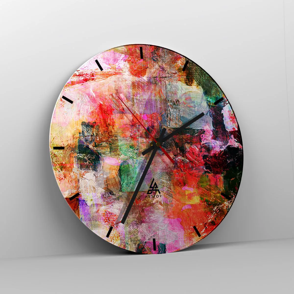 Relógio de parede - Relógio em vidro - Viagem rosa - 40x40 cm