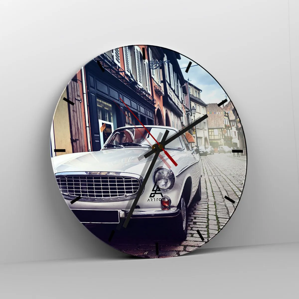 Relógio de parede - Relógio em vidro - O passado é hoje - 40x40 cm