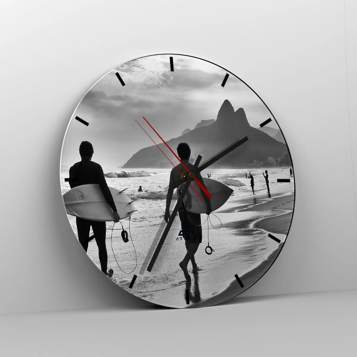 Reloj de pared - Reloj de vidrio - Samba para una ola - 40x40 cm