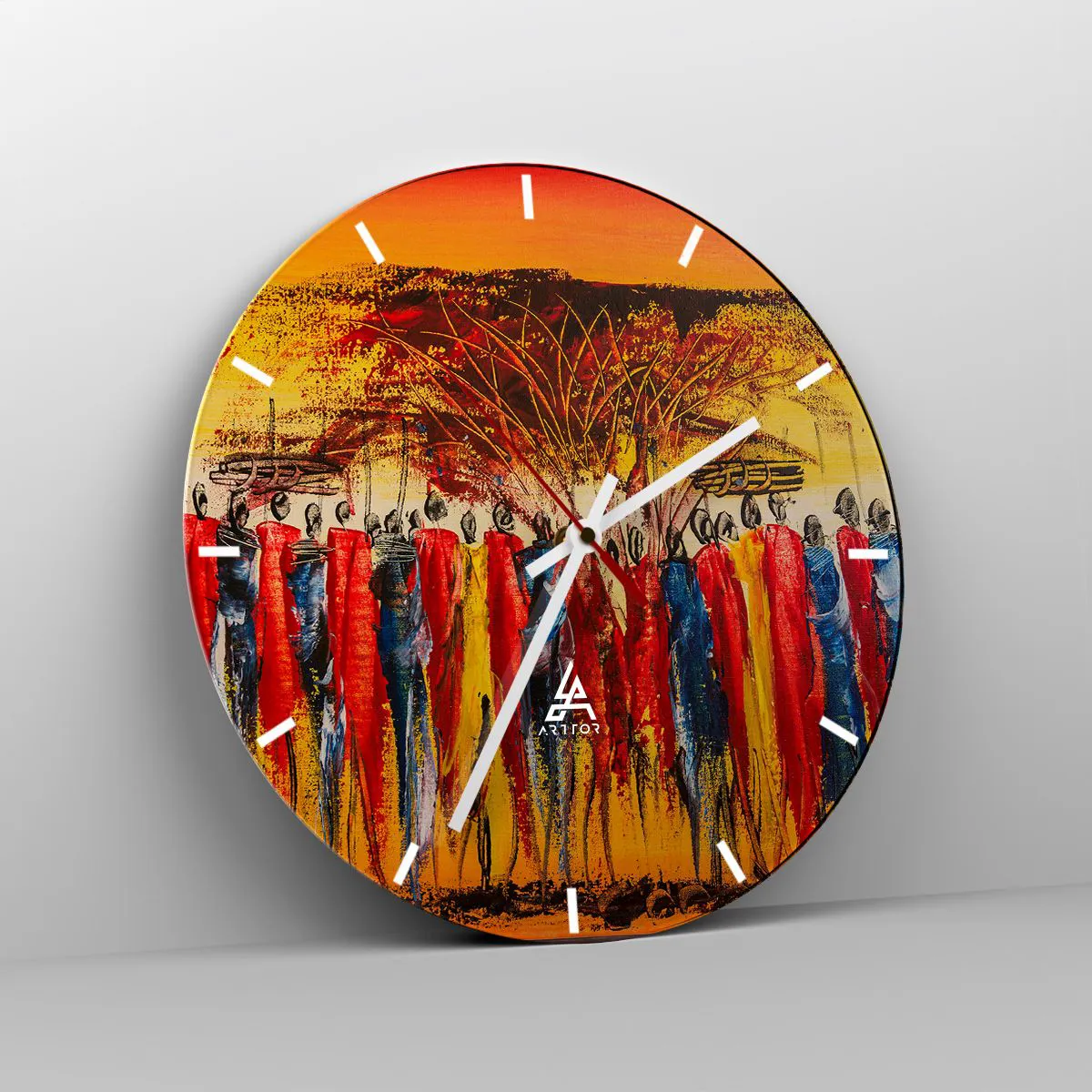 Relógio de parede - Relógio em vidro - Lá, lá, lá vão eles - 40x40 cm