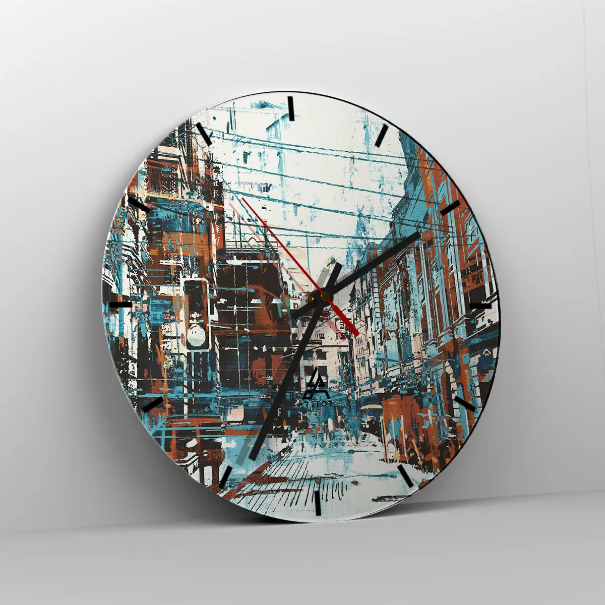 Ceas de perete - Ceas pe sticlă - Un traseu printr-un oraș binecunoscut - 40x40 cm