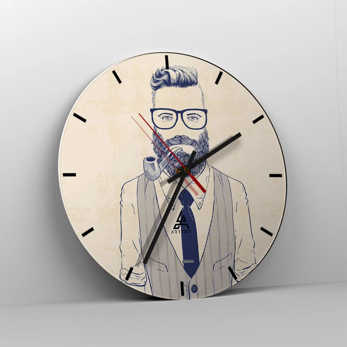 Wanduhr - Glasuhr - Fröhlich, maskulin und modisch - 40x40 cm