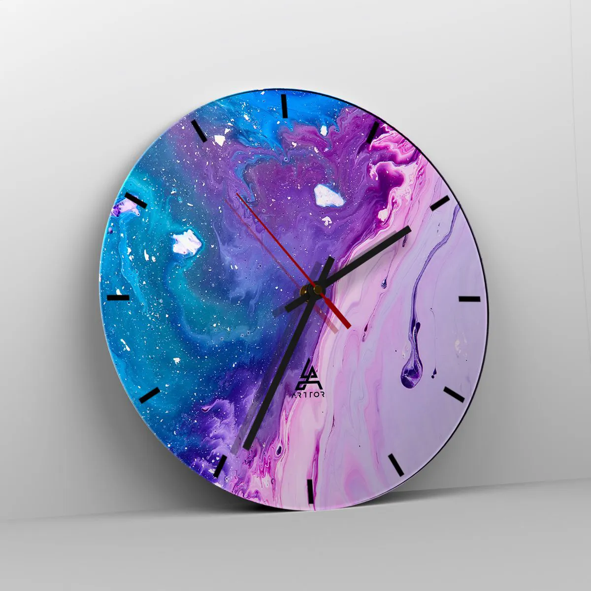 Ceas de perete - Ceas pe sticlă - Yin și yang - 40x40 cm