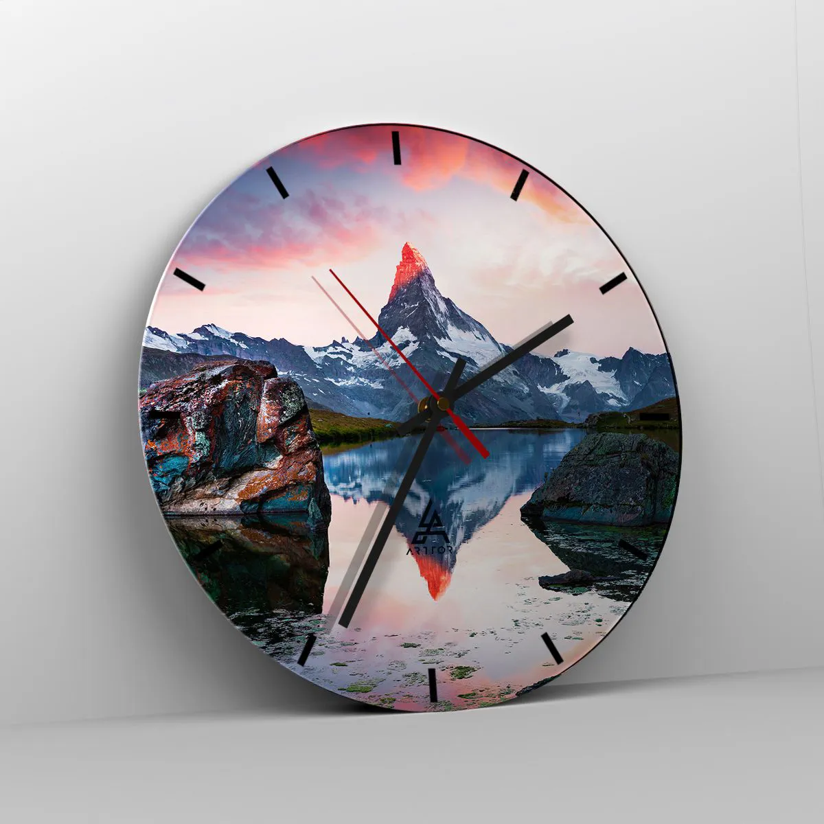 Ceas de perete - Ceas pe sticlă - Inima munților este fierbinte - 40x40 cm
