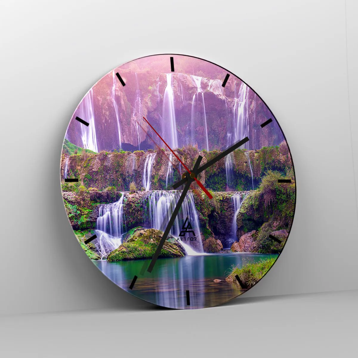 Ceas de perete - Ceas pe sticlă - Scara către cer - 40x40 cm