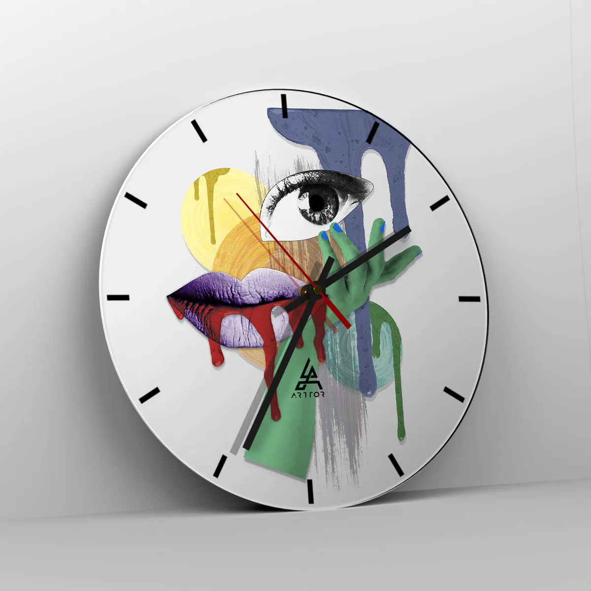 Orologio da parete - Orologio in Vetro - Ritratto disintegrato - 40x40 cm