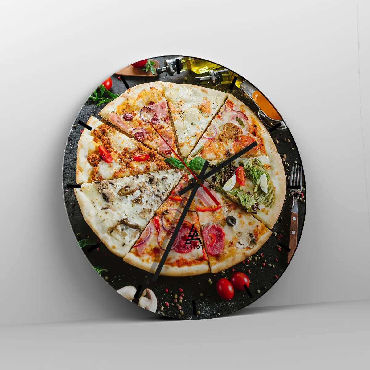 Ceas de perete - Ceas pe sticlă - Un evantai de arome - 40x40 cm